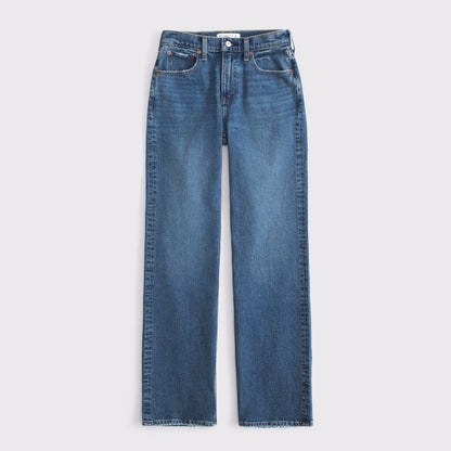 Abercrombie Curve Love High Rise 90s Relaxed Floral Embroidered Jean