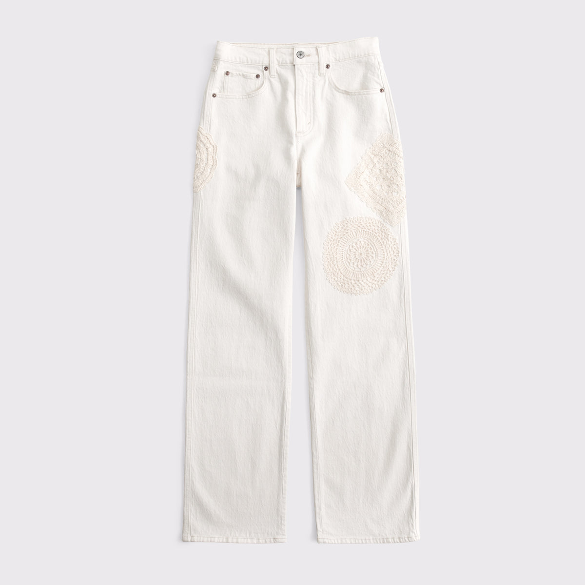 Abercrombie Curve Love High Rise 90s Relaxed Floral Embroidered Jean