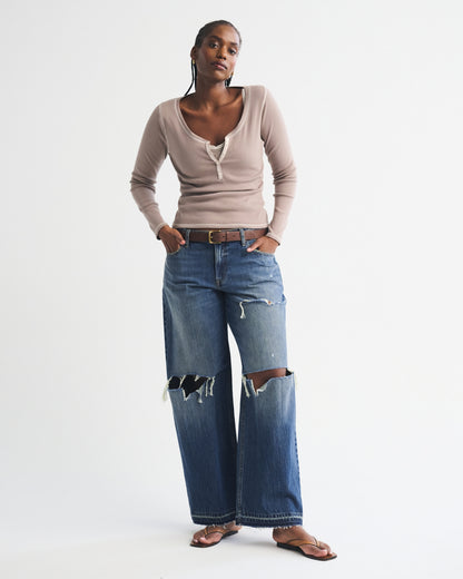 Abercrombie Curve Love Low Rise Ultra Loose Cuffed Hem Jean