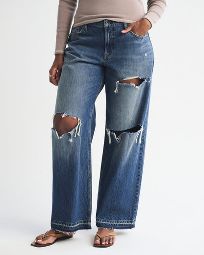 Abercrombie Curve Love Low Rise Ultra Loose Cuffed Hem Jean