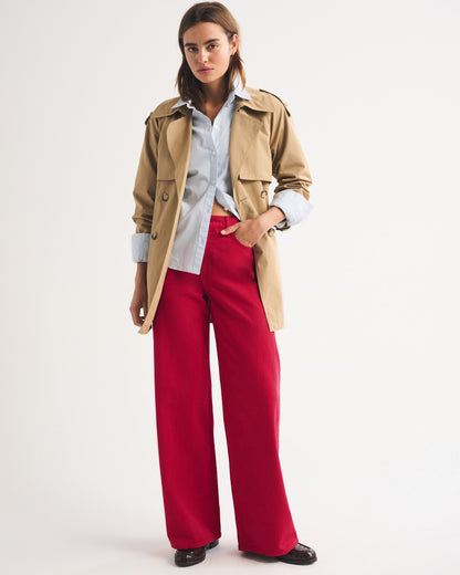 Abercrombie High Rise Wide Leg Fish Embroidered Jean
