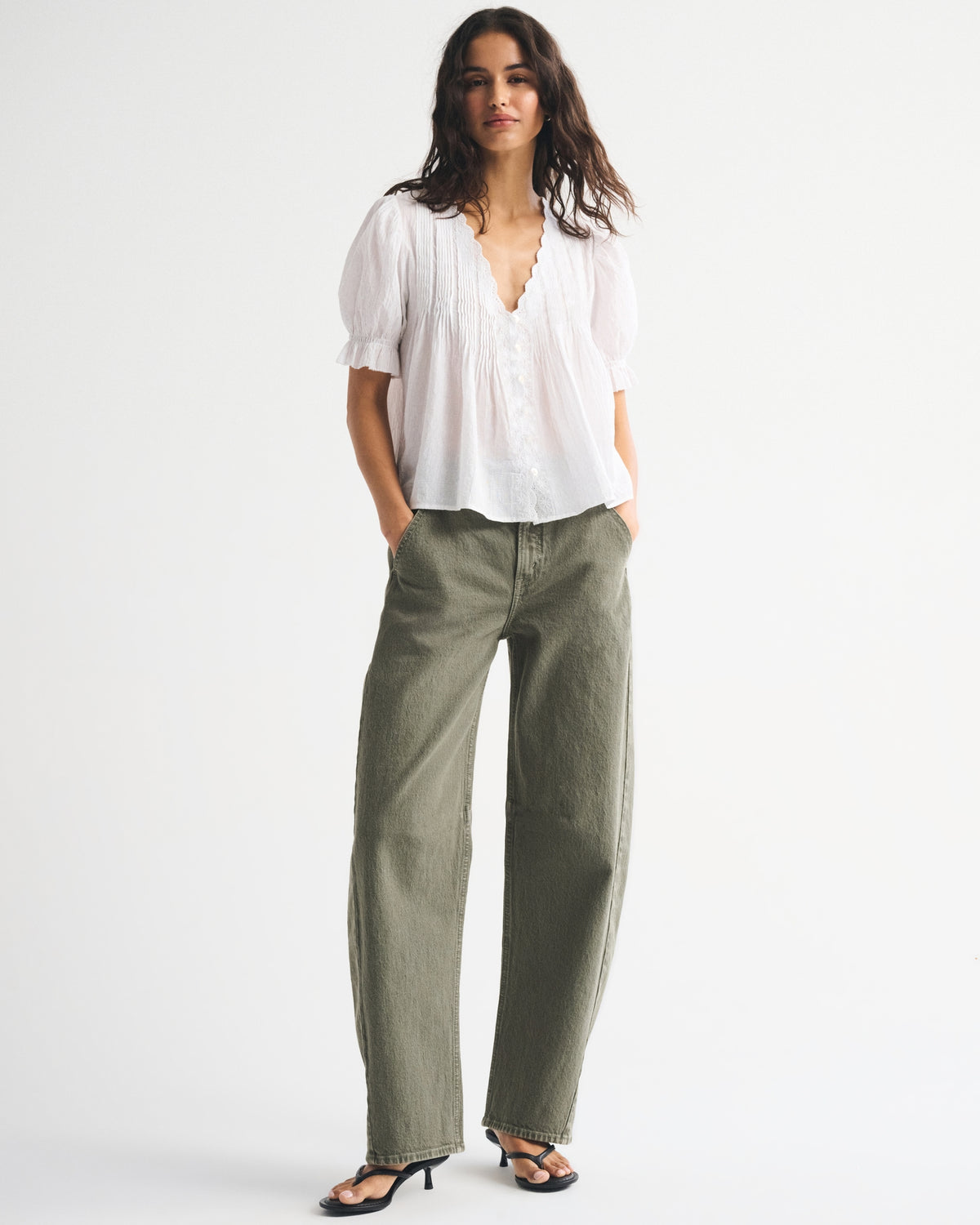 Abercrombie High Rise Barrel Jean