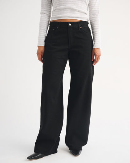 Abercrombie Curve Love Low Rise Ultra Loose Cuffed Hem Jean