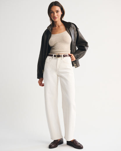 Abercrombie High Rise Barrel Jean