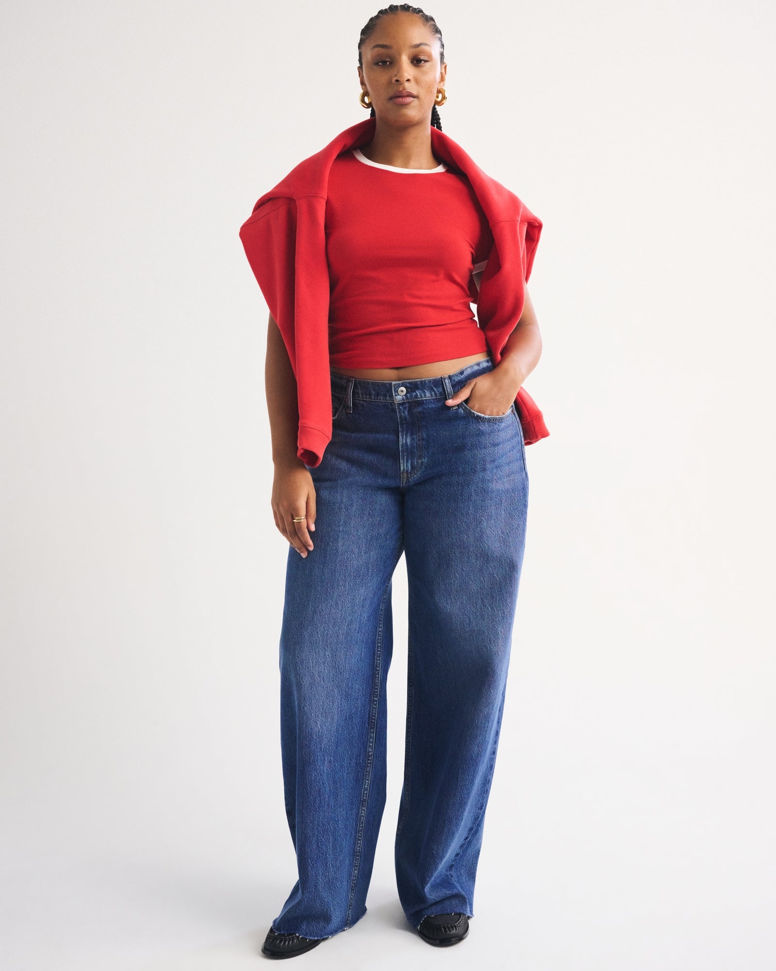 Abercrombie Curve Love Low Rise Ultra Loose Cuffed Hem Jean