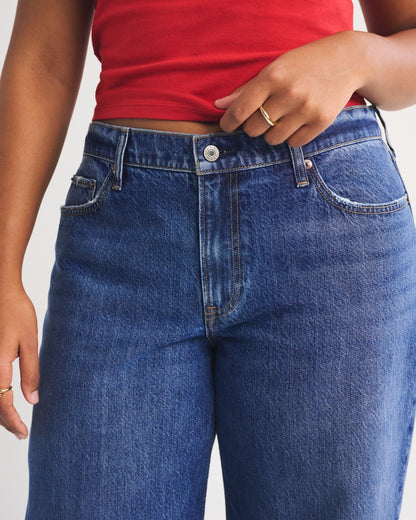 Abercrombie Curve Love Low Rise Ultra Loose Cuffed Hem Jean