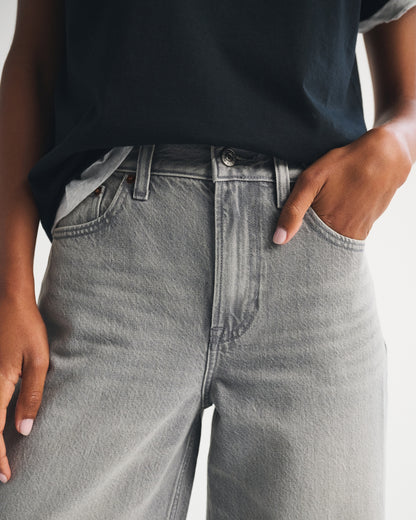 Abercrombie High Rise Wide Leg Fish Embroidered Jean