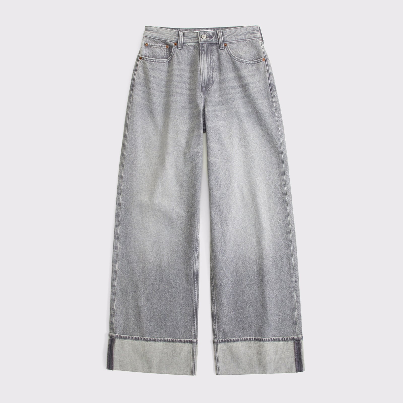 Abercrombie High Rise Wide Leg Fish Embroidered Jean