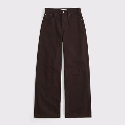 Abercrombie High Rise Wide Leg Fish Embroidered Jean