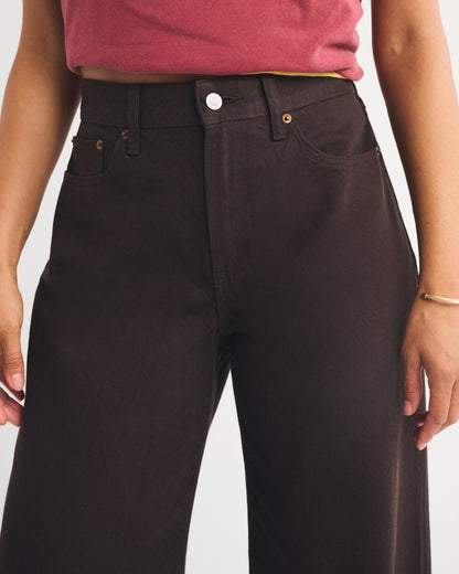 Abercrombie Curve Love High Rise Wide Leg Fish Embroidered Jean
