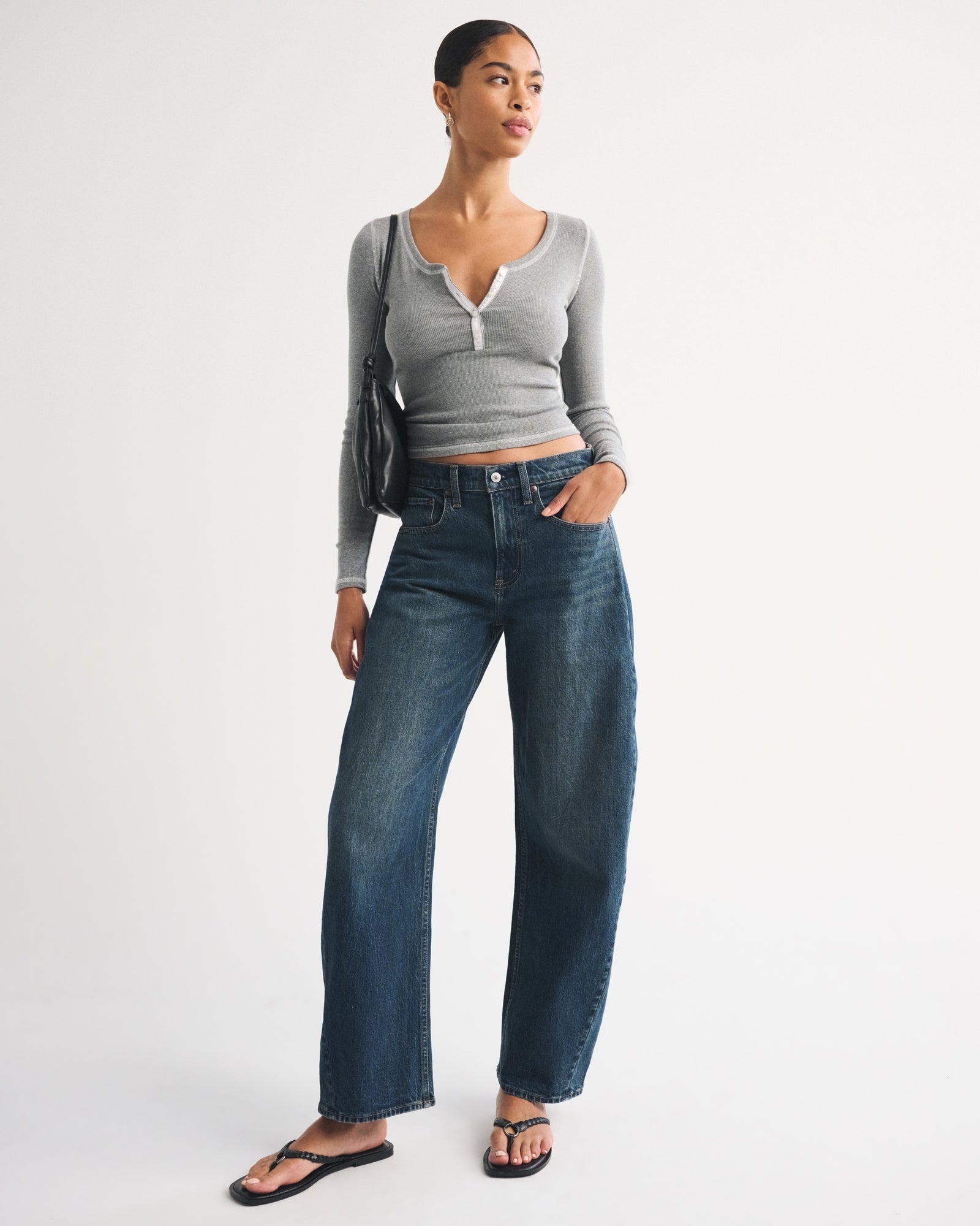 Abercrombie High Rise Barrel Jean