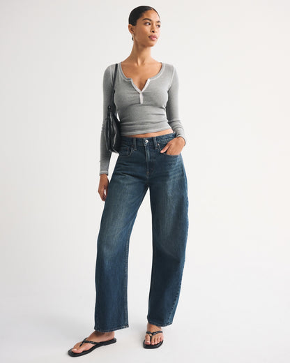 Abercrombie High Rise Barrel Jean