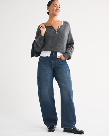 Abercrombie Curve Love High Rise Barrel Jean