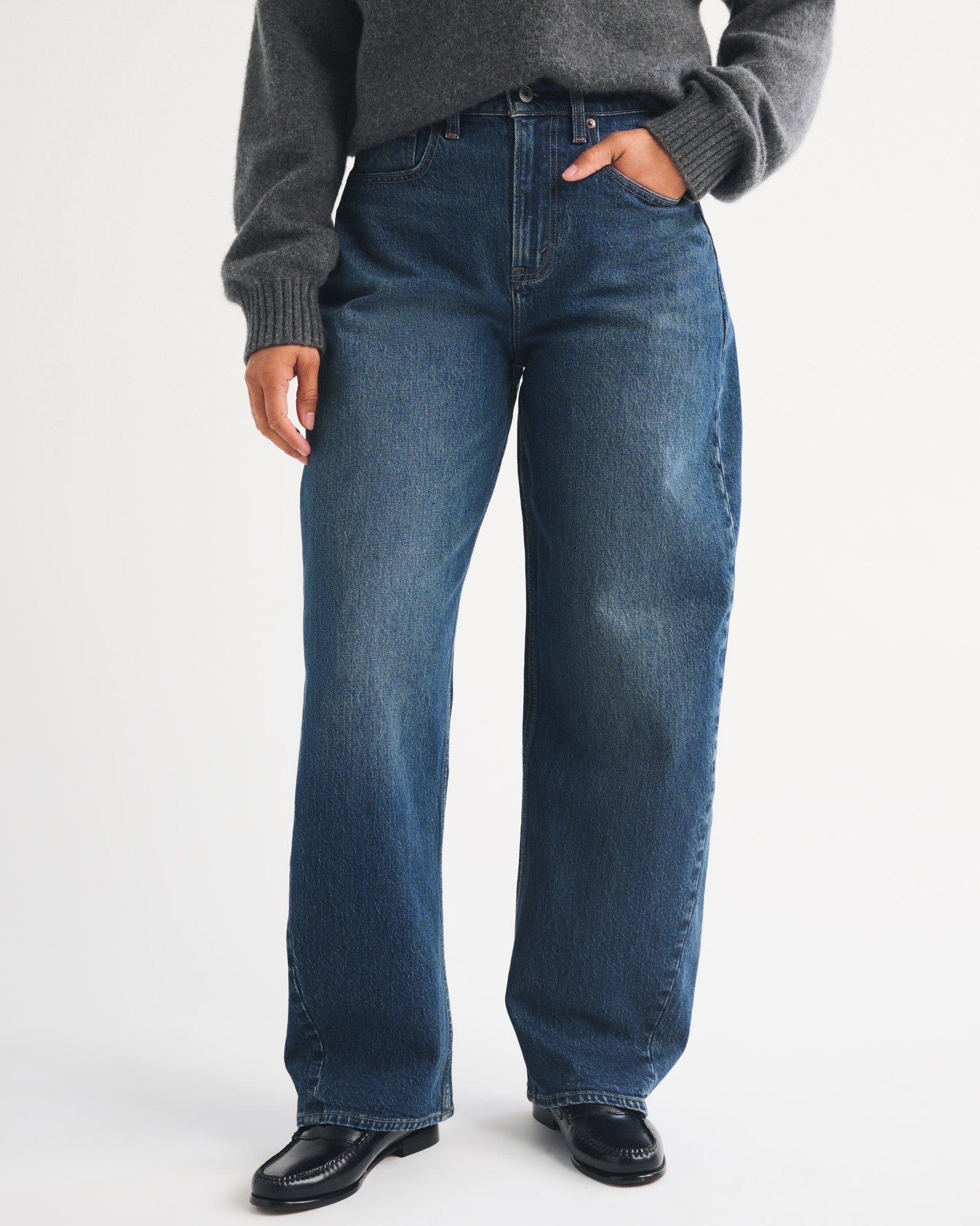 Abercrombie Curve Love High Rise Barrel Jean