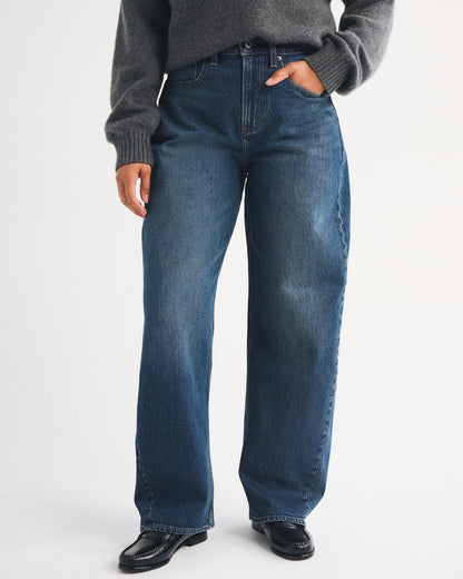 Abercrombie Curve Love High Rise Barrel Jean