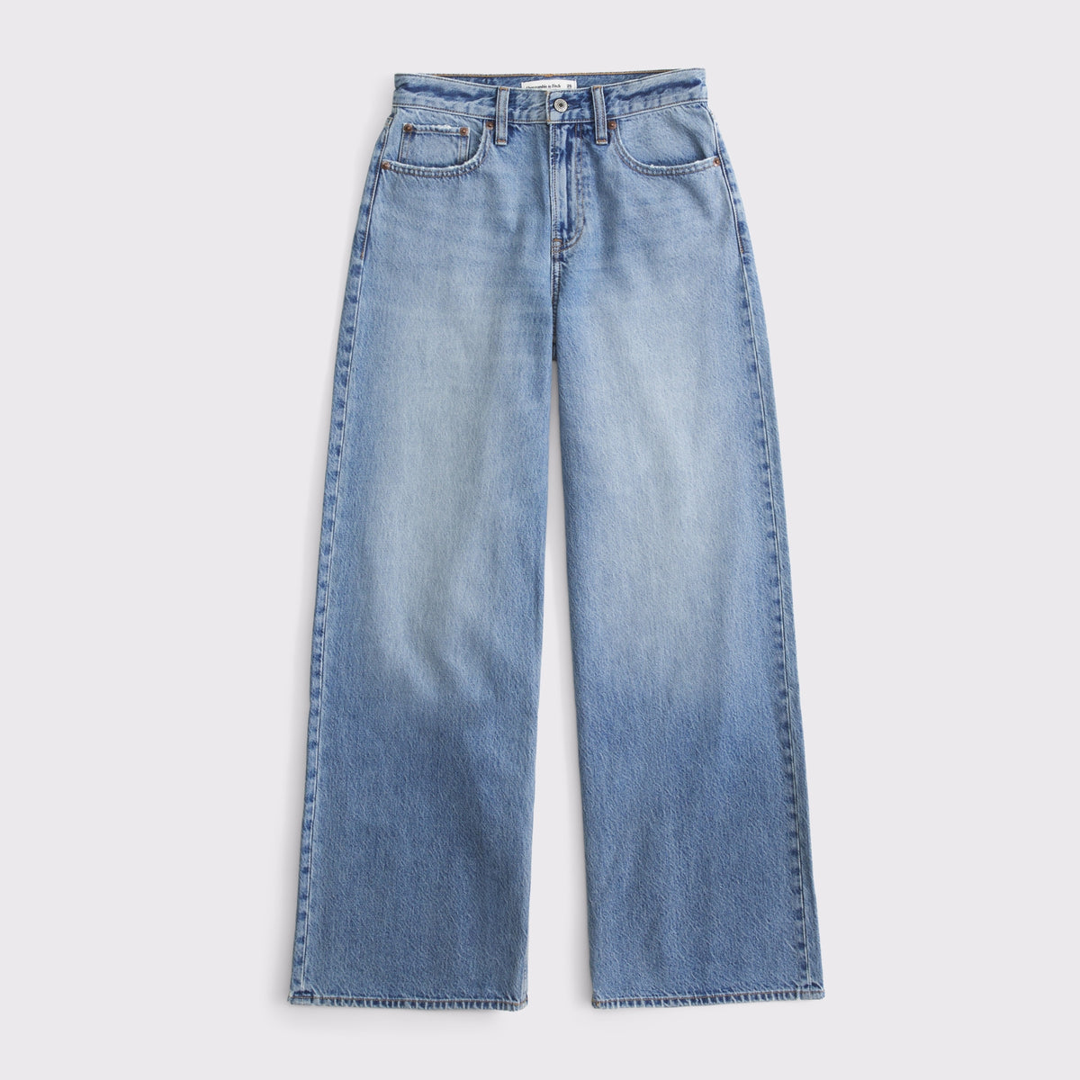 Abercrombie Curve Love High Rise Wide Leg Fish Embroidered Jean
