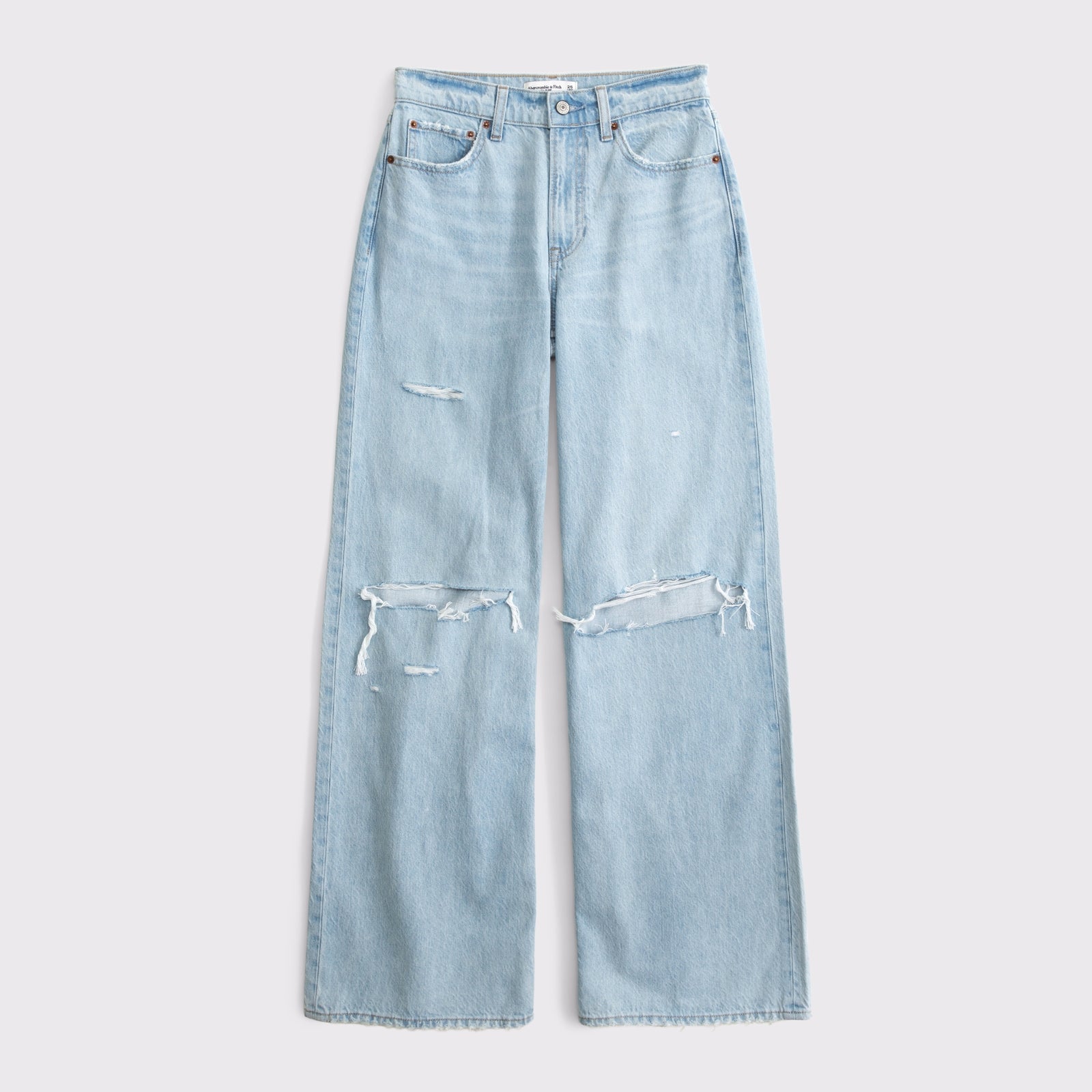 Abercrombie Curve Love High Rise Wide Leg Fish Embroidered Jean