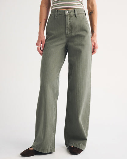Abercrombie High Rise Wide Leg Trouser Jean