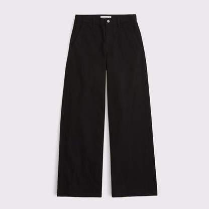 Abercrombie High Rise Wide Leg Fish Embroidered Jean