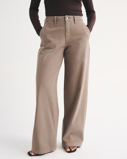 Abercrombie Curve Love High Rise Wide Leg Trouser Jean