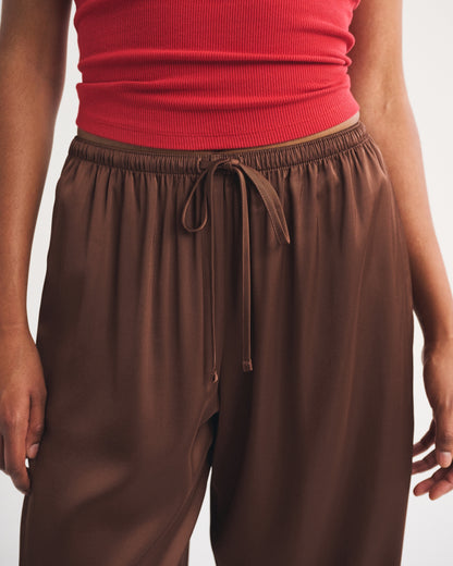 Abercrombie A&F Gemma Satin Wide Leg Pull-On Pant