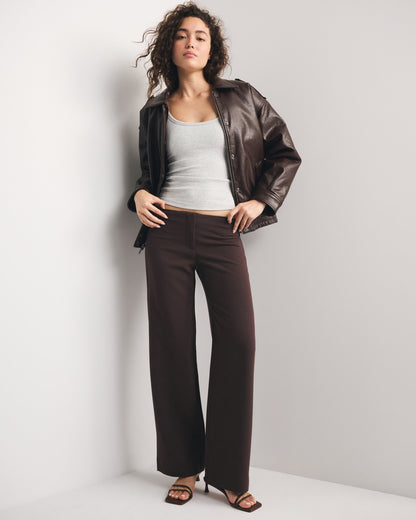 Abercrombie Clean Waist Low Rise Tailored Wide Leg Pant