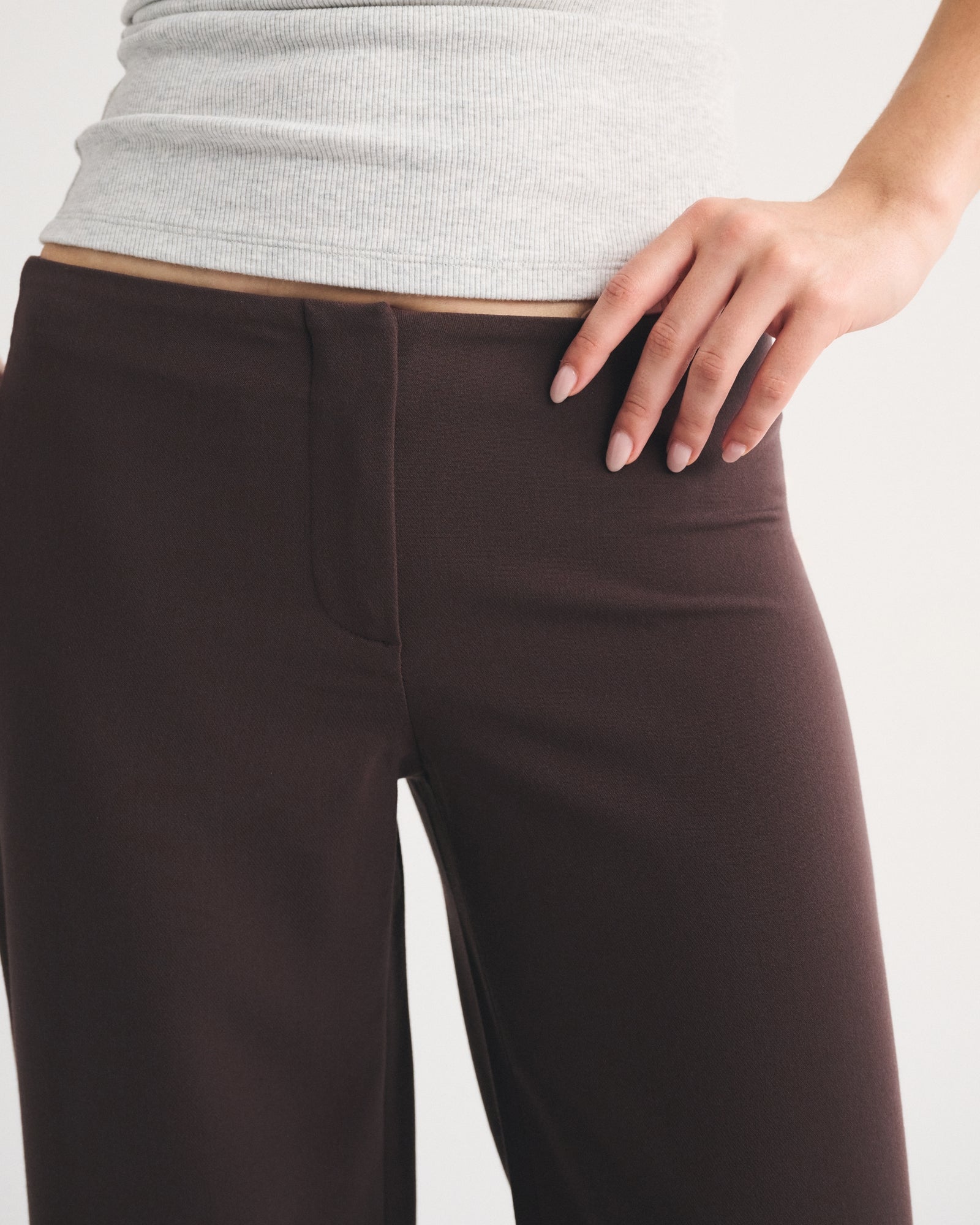 Abercrombie Clean Waist Low Rise Tailored Wide Leg Pant