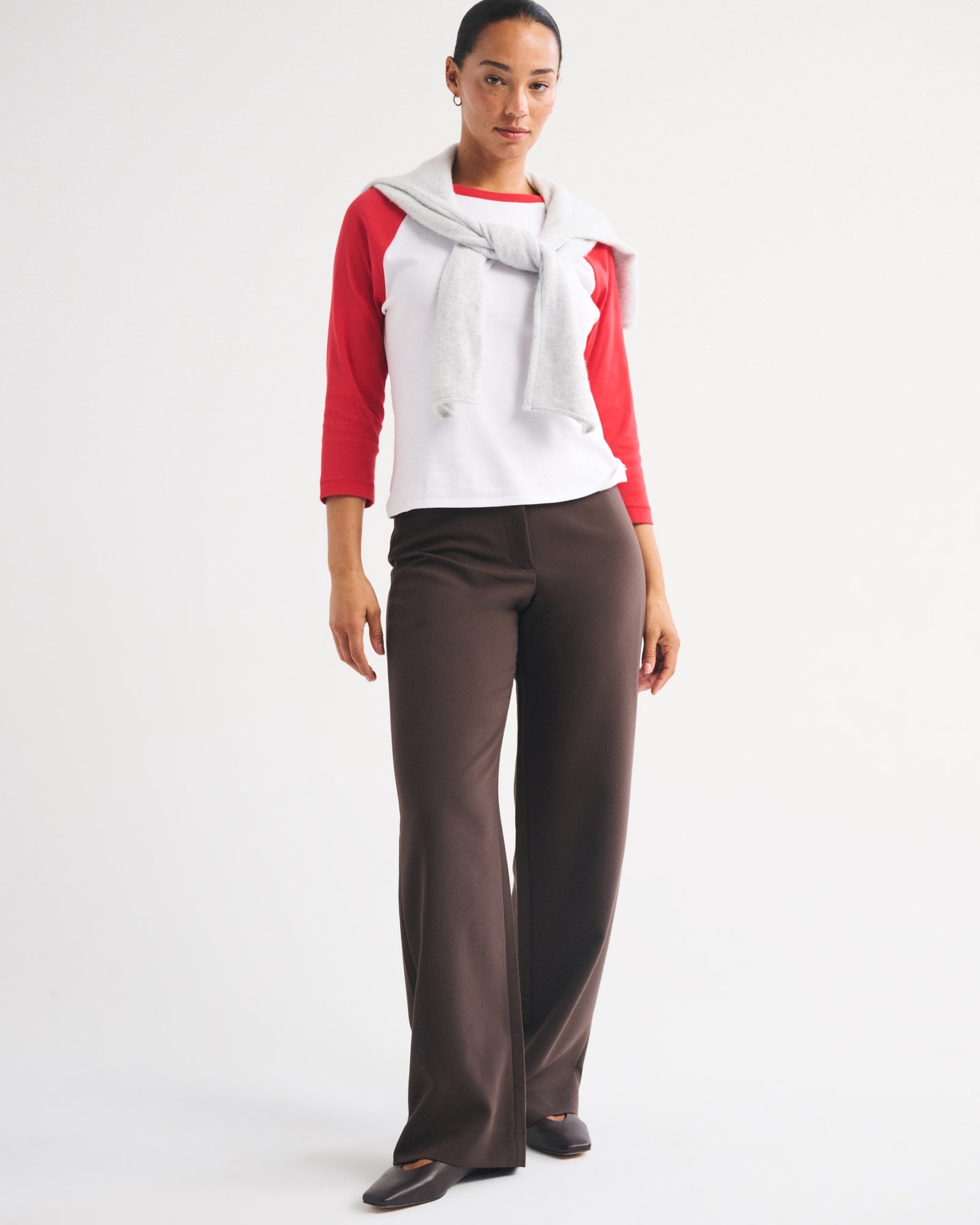 Abercrombie Curve Love Clean Waist Low Rise Tailored Wide Leg Pant