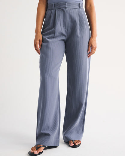 Abercrombie Curve Love A&F Sloane Tailored Hardware Wide Leg Pant