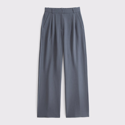 Abercrombie Curve Love A&F Sloane Tailored Hardware Wide Leg Pant