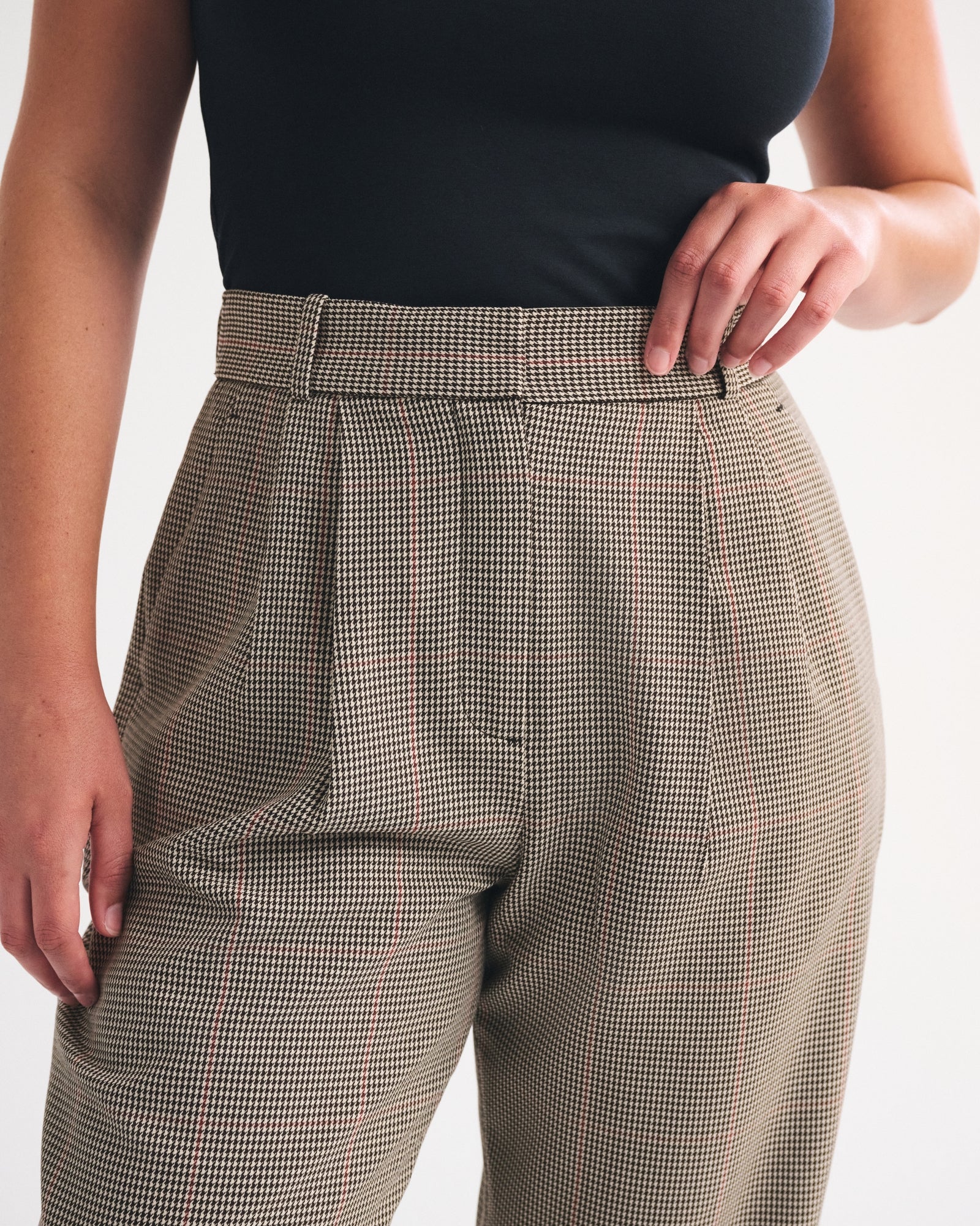 Abercrombie Curve Love A&F Sloane Tailored Hardware Wide Leg Pant