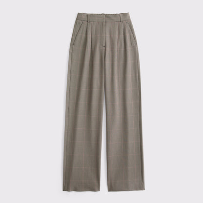 Abercrombie Curve Love A&F Sloane Tailored Hardware Wide Leg Pant