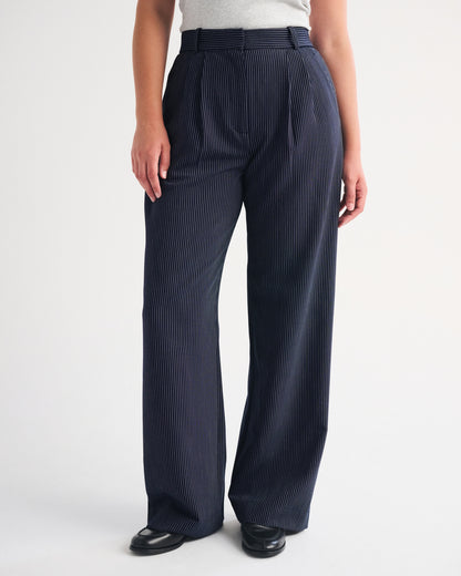 Abercrombie Curve Love A&F Sloane Tailored Hardware Wide Leg Pant