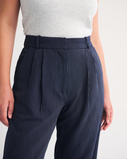 Abercrombie Curve Love A&F Sloane Tailored Hardware Wide Leg Pant