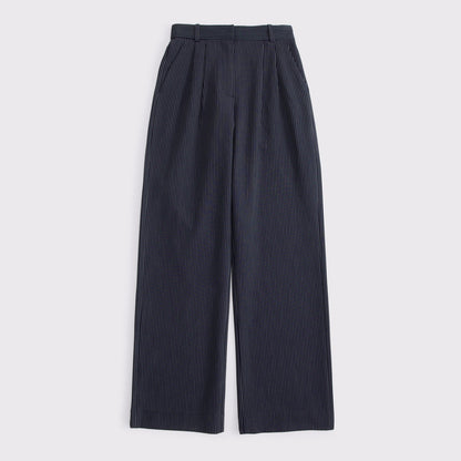 Abercrombie Curve Love A&F Sloane Tailored Hardware Wide Leg Pant