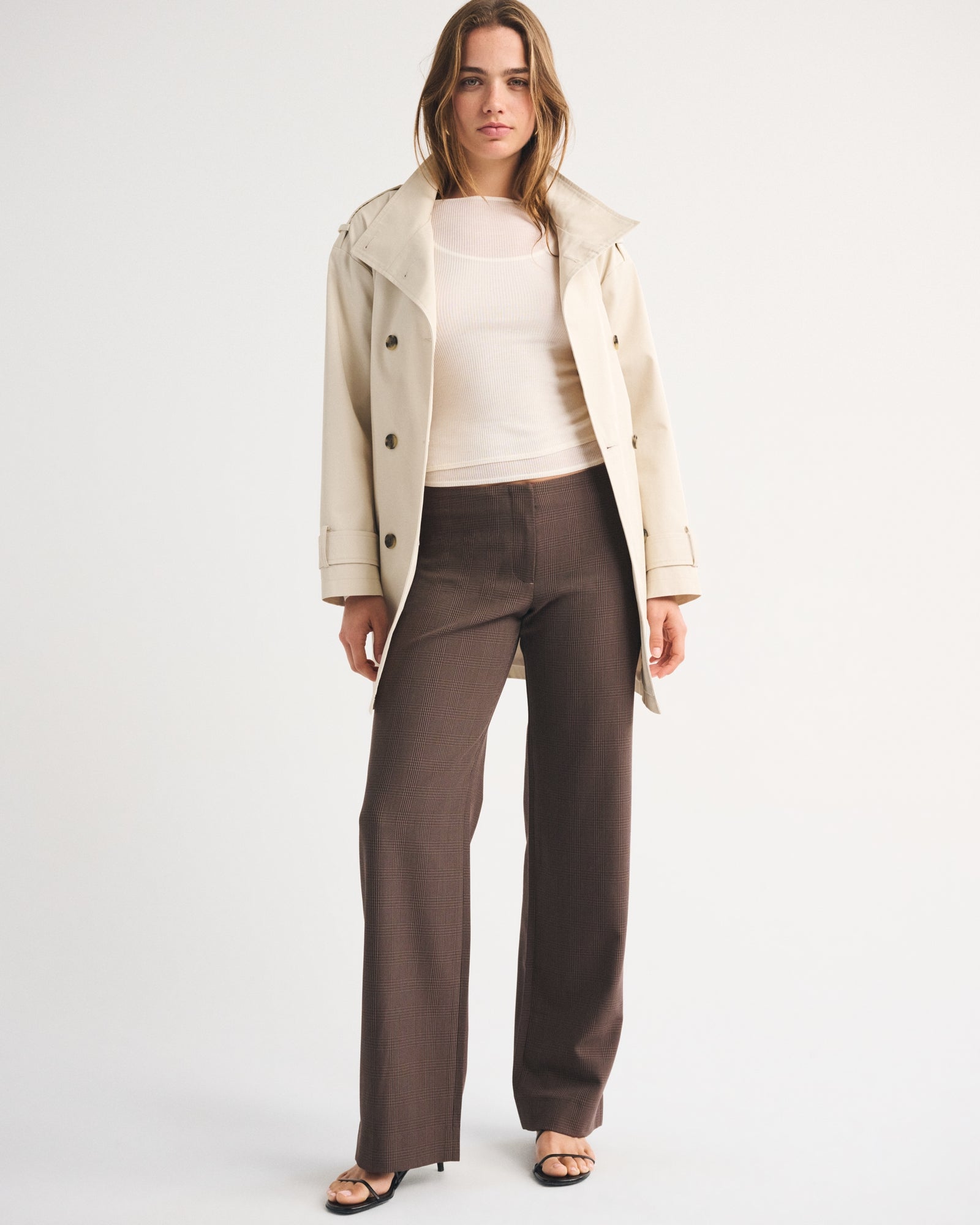 Abercrombie Clean Waist Low Rise Tailored Wide Leg Pant