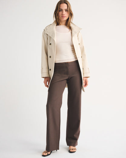 Abercrombie Clean Waist Low Rise Tailored Wide Leg Pant