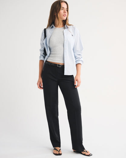 Abercrombie Low Rise Adjustable Waist Tailored Straight Pant