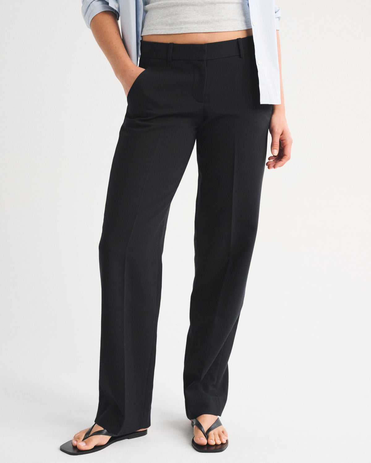 Abercrombie Low Rise Adjustable Waist Tailored Straight Pant