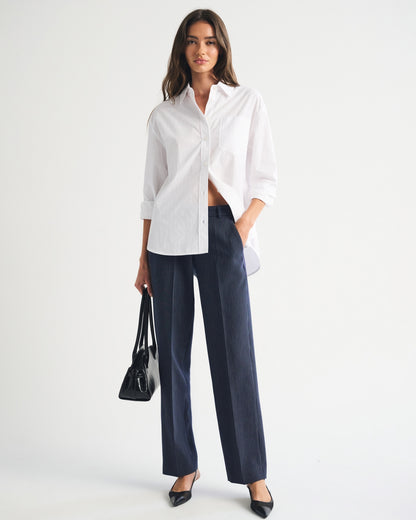 Abercrombie Low Rise Adjustable Waist Tailored Straight Pant