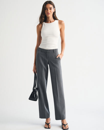 Abercrombie Low Rise Adjustable Waist Tailored Straight Pant