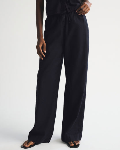 Abercrombie A&F Gemma Linen-Blend Wide Leg Pull-On Pant