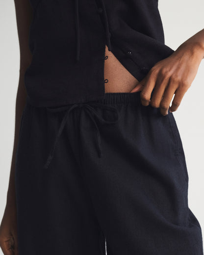 Abercrombie A&F Gemma Linen-Blend Wide Leg Pull-On Pant