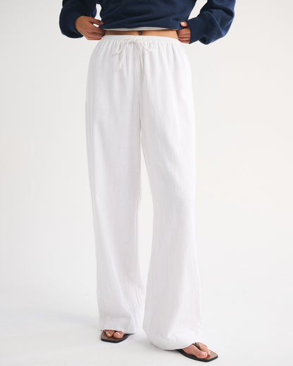 Abercrombie A&F Gemma Linen-Blend Wide Leg Pull-On Pant