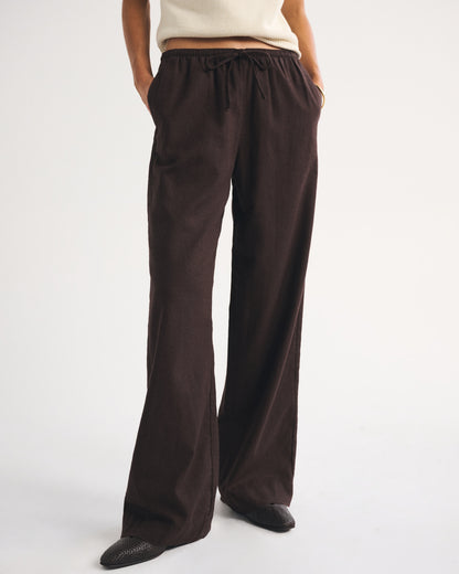 Abercrombie A&F Gemma Linen-Blend Wide Leg Pull-On Pant