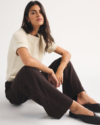 Abercrombie A&F Gemma Linen-Blend Wide Leg Pull-On Pant