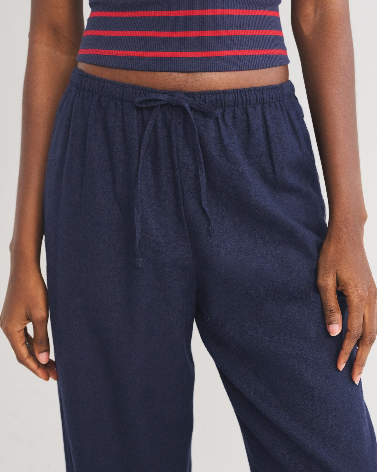 Abercrombie A&F Gemma Linen-Blend Wide Leg Pull-On Pant