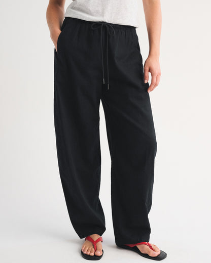 Abercrombie Linen-Blend Barrel Pull-On Pant