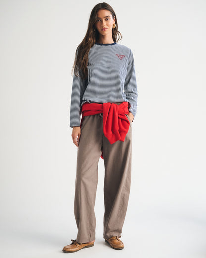 Abercrombie Linen-Blend Barrel Pull-On Pant