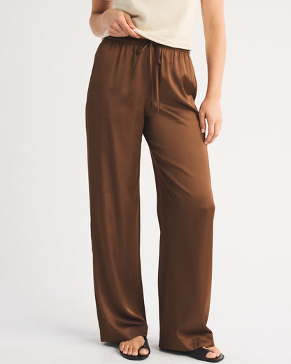 Abercrombie A&F Gemma Satin Wide Leg Pull-On Pant